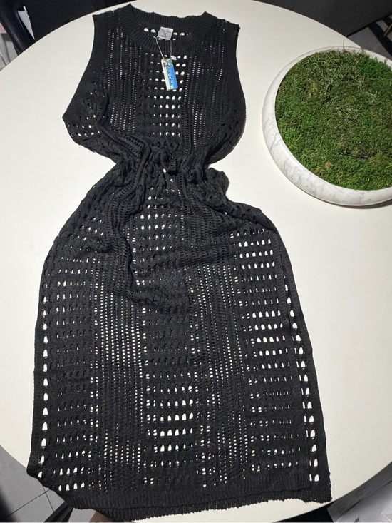 cha cha vente Other - NWT Cha Cha Vente Black Crochet Knit Cover Up Dress - Plus Size 1X